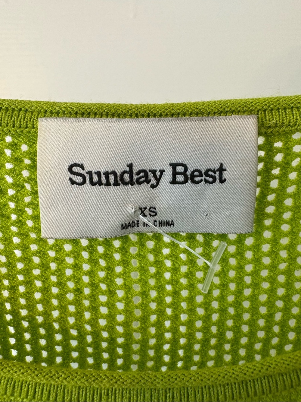Aritzia Sunday Best Green Down Town Mesh Knit Crewneck Sweater Top Extra Small - Picture 13 of 15